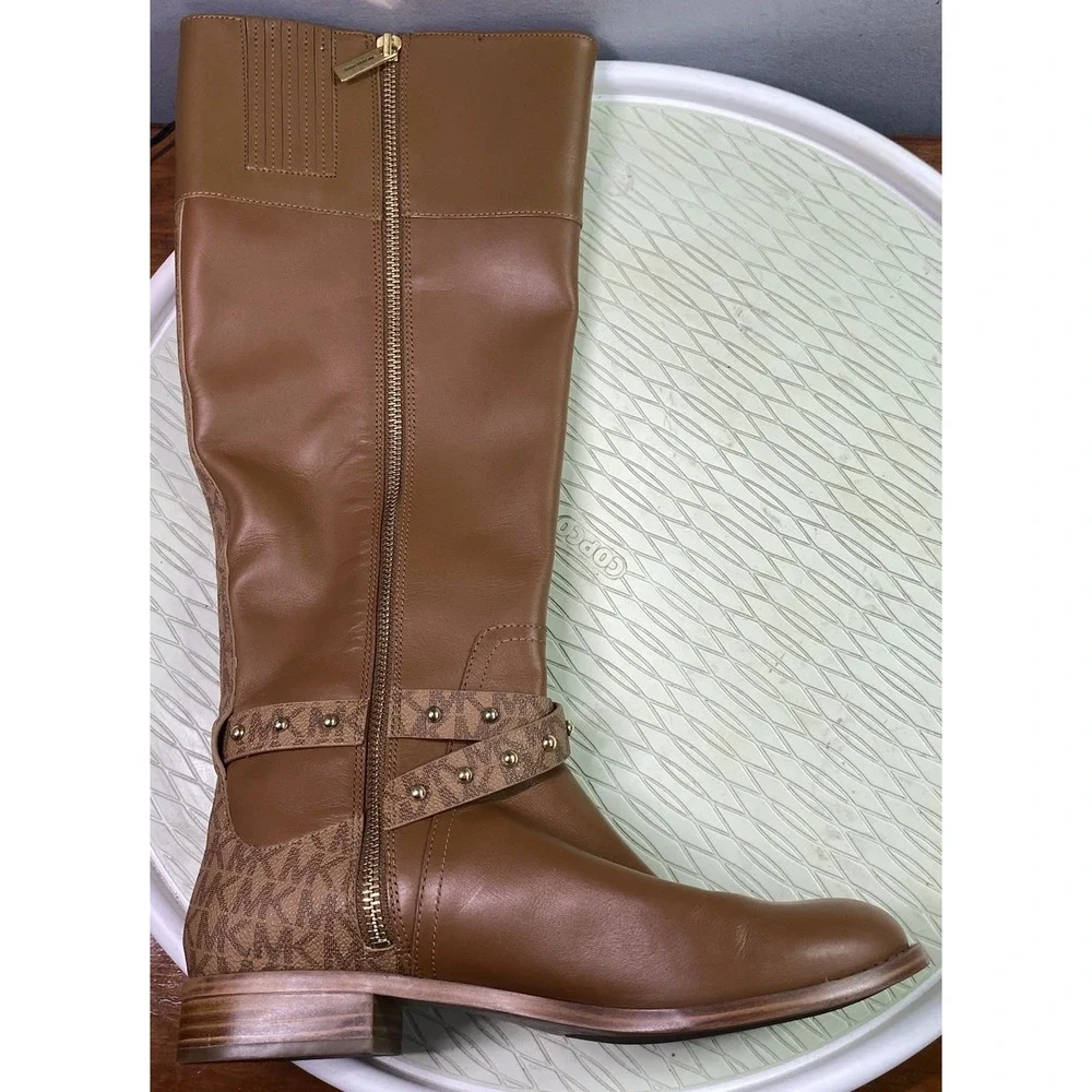 MICHAEL KORS Women's Leather Kincaid Brown Tall Riding Boot Sz. 7 M EUC $225MSP